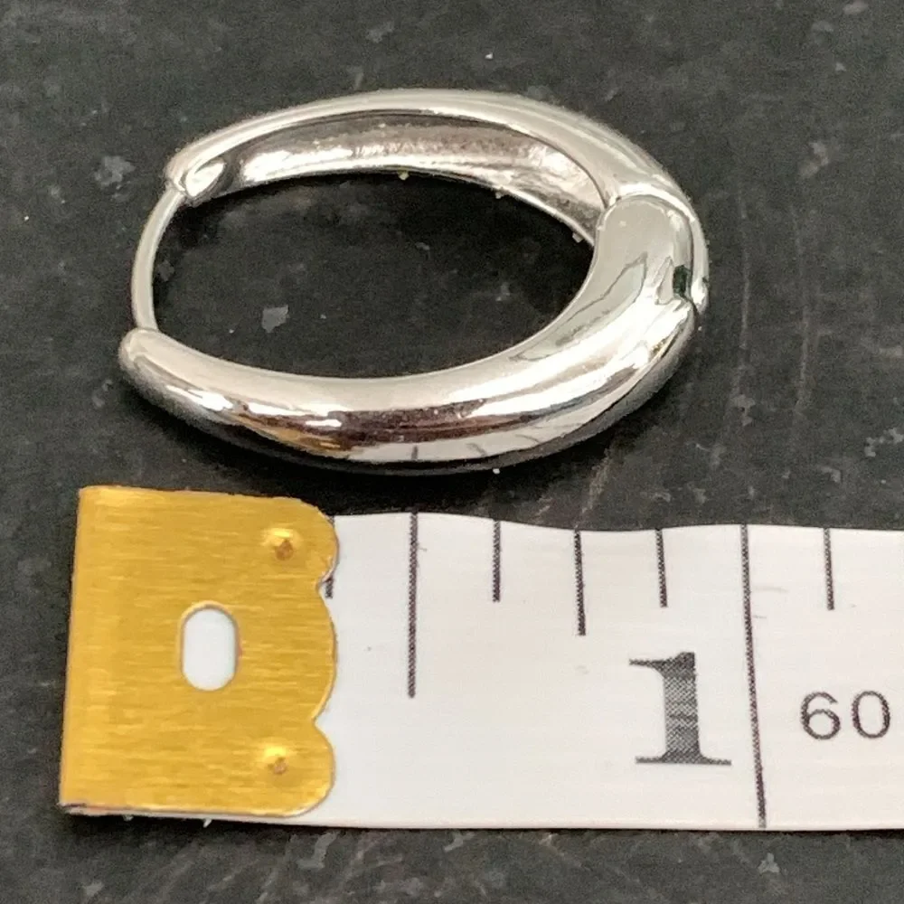 Halo Oval Hoop Earrings in Silver Tone- 1”’ Drop